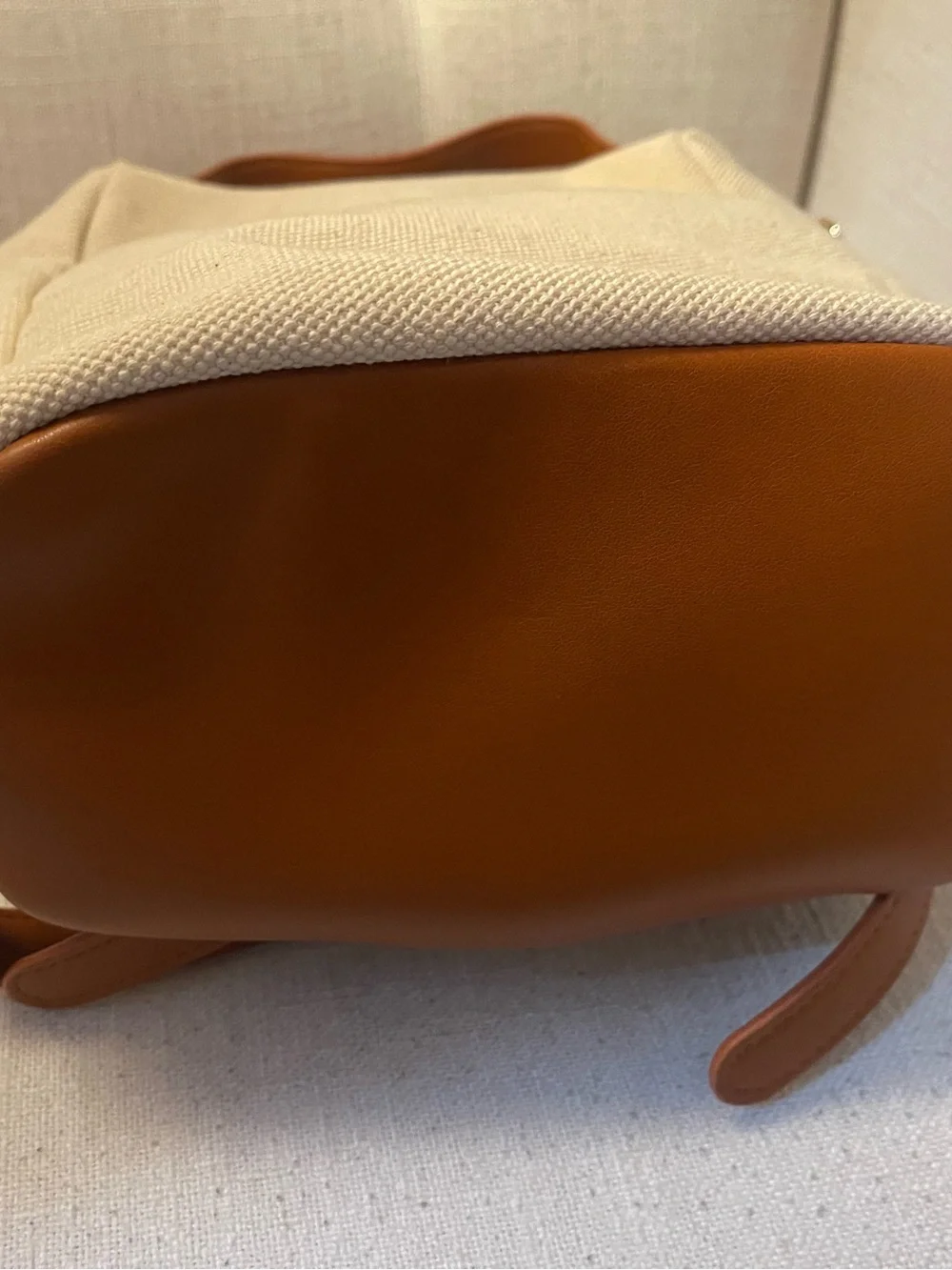 Canvas Cream Backpack with Tan Accent